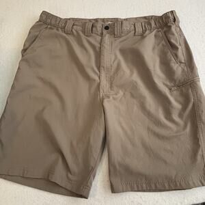 Wrangler Utility Shorts Mens Size-38 Beige Microfiber 10"-Inseam Hiking Outdoors